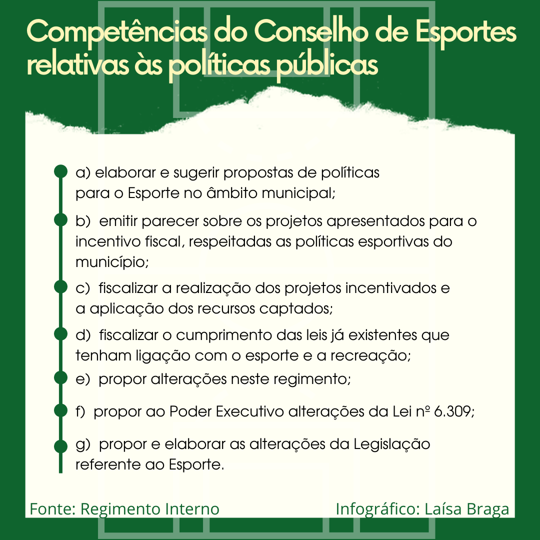 Competências do Conselho de Esportes relativas às políticas públicas do esporte 2