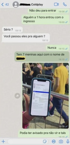 Captura de tela de conversa com golpista